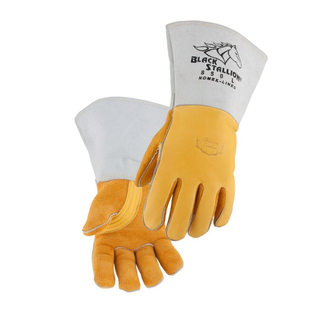 Black Stallion 850 FR Nomex Lined Elkskin Premium Stick Welding Gloves - Large