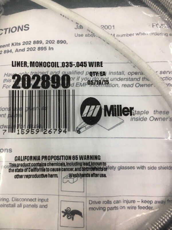 Miller 202890 LINER,MONOCOIL.035-.045 WIRE X16.5 FT ROUND WOUND